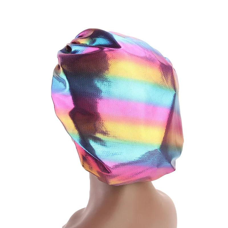 

Colorful Women Laser Silky DU-RAG Hair Cover Accessories Wave Caps Rags Wide Band Bonnet Salon Hat Turban Durag Doo Rag Headwrap