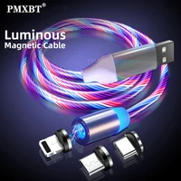 2m magnetic led glowing usb cable micro usb type c luminous charging cord for iphone samaung s9 xiaomi mobile phone charger wire