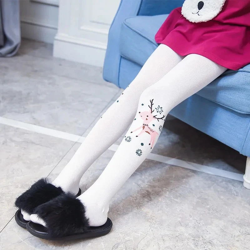 

Spring & Autumn Knitted Cotton Girl's Outer Wear Leggings Fashion Cartoon Print Solid Color Pantyhose Casual Children's Clothing