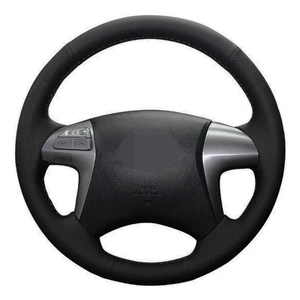 car steering wheel cover hand stitched black artificial leather for toyota fortuner hilux 2012 2013 2014 2015 free global shipping