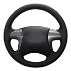 Чехол рулевого колеса автомобиля прошитая вручную черная искусственная кожа для Toyota Fortuner Hilux 2012 2013 2014 2015