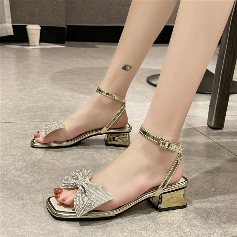 

Bow Shoes 2021 Summer Luxury Sandals Clear Heels Med Espadrilles Platform Suit Female Beige Fashion New Comfort Girls Medium Pla