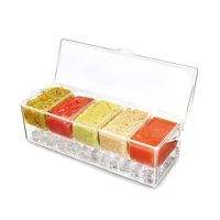 5 compartment seasoning box spice salt sugar ingredients box fruits cheese sauce box pizza spice jar baking tool