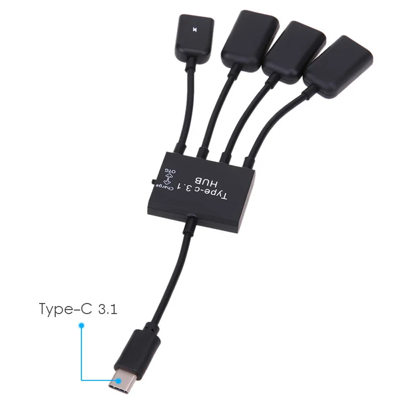 4 в 1 тип-c до 3 портов usb-концентратор, адаптер с микро OTG зарядным портом type C USB сплиттер аксессуары для компьютера телефона планшета