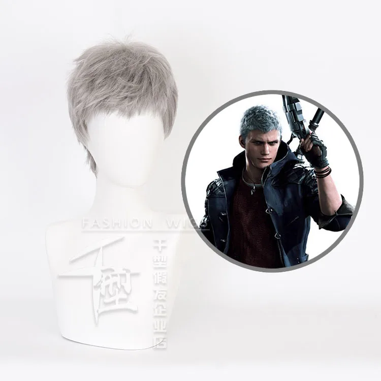 Парик Ghost Cry 5 Nero cos серебристо-серый ультракороткие волосы. |