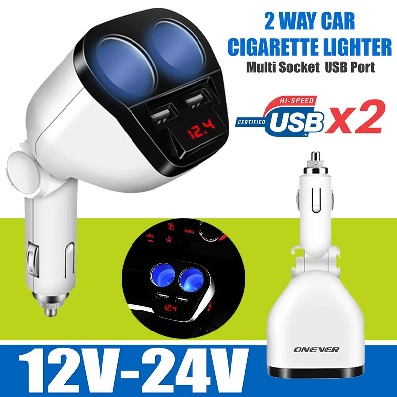 Разветвитель автомобильный портативный с двумя USB портами 120 Вт 12 24 В|Адаптер