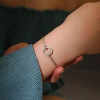 fashionable simple cubic zirconia pendant bracelet for woman round shiny crystal korean bangle femalenew jewelry gifts