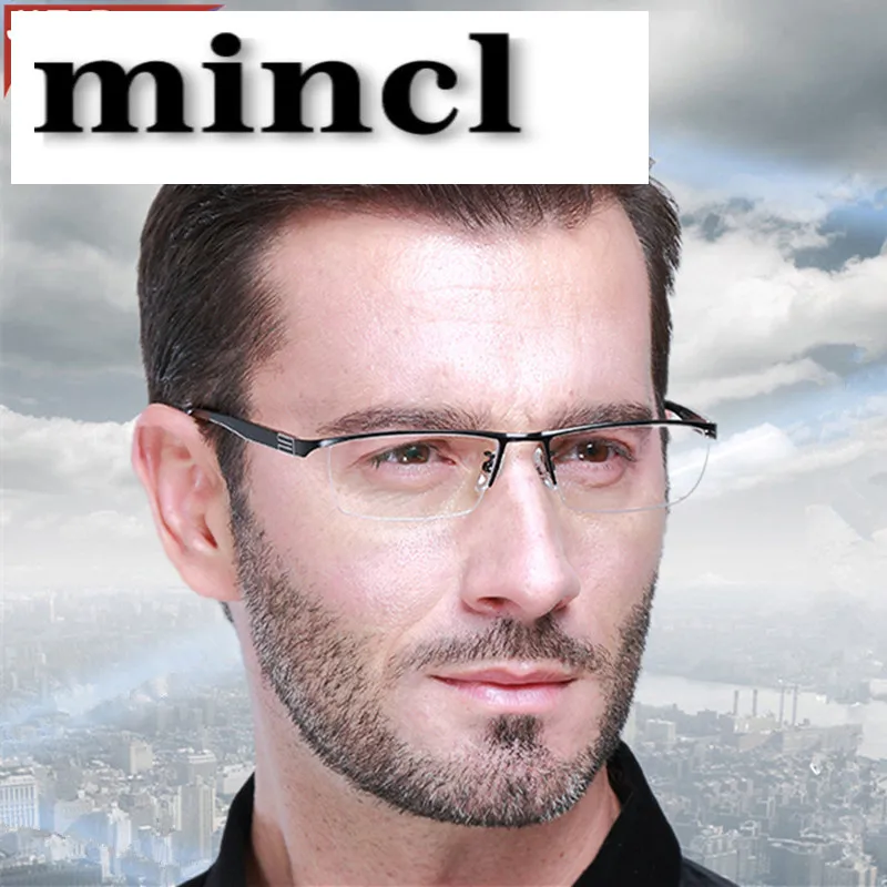 Новый дизайн фотохромные очки для чтения мужские половина оправы из титана сплав