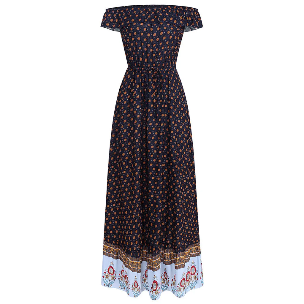 Модные макси платья для женщин элегантное платье в горошек с цветочным принтом