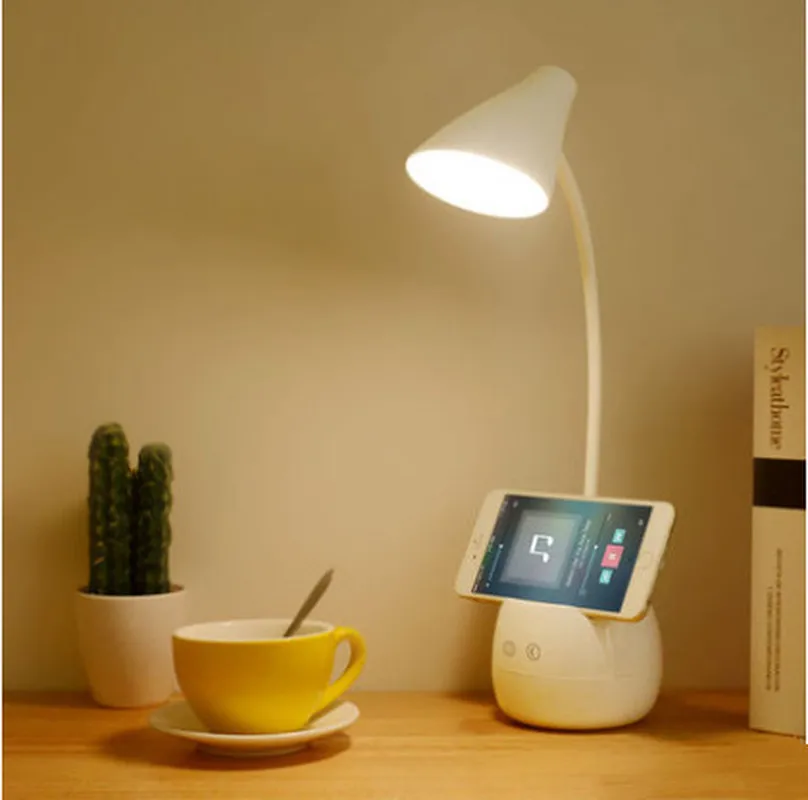 

LED Desk Lamp Rechargeable Table Lamp Phone Holder Base LED Lamp College Dorm Reading Table Lamp 3 Levels Brightnes WF107