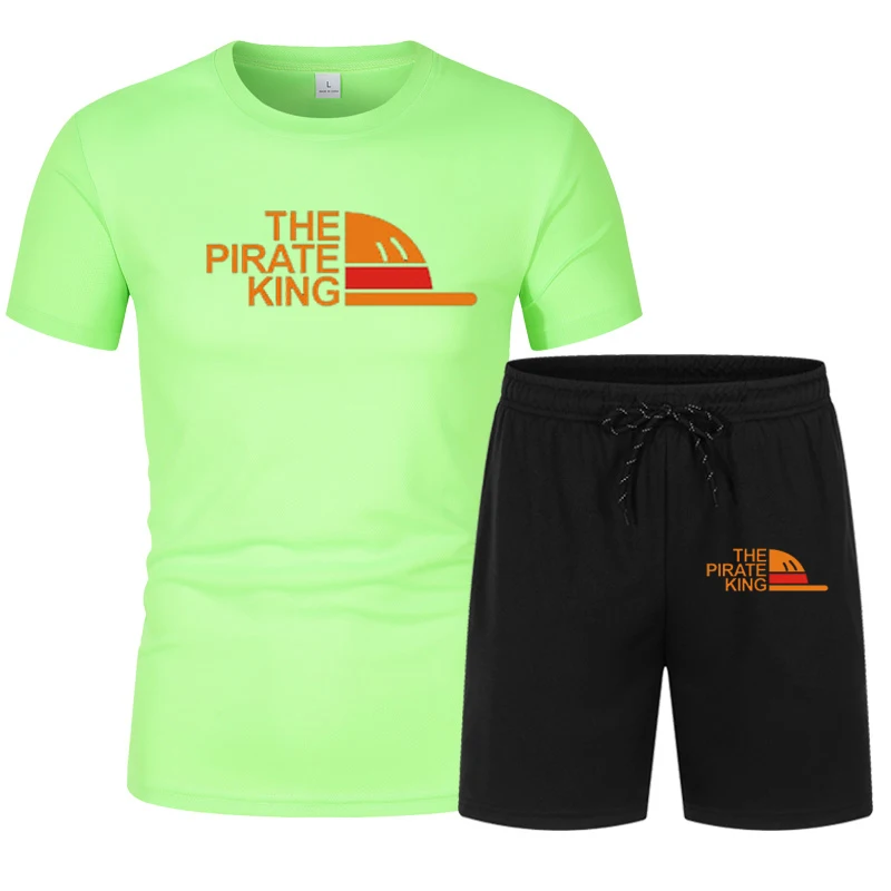 

Summer hot sale men's suit T-shirt pants two-piece casual sportswear men's 2021 casual T-shirt printed letter pants suit