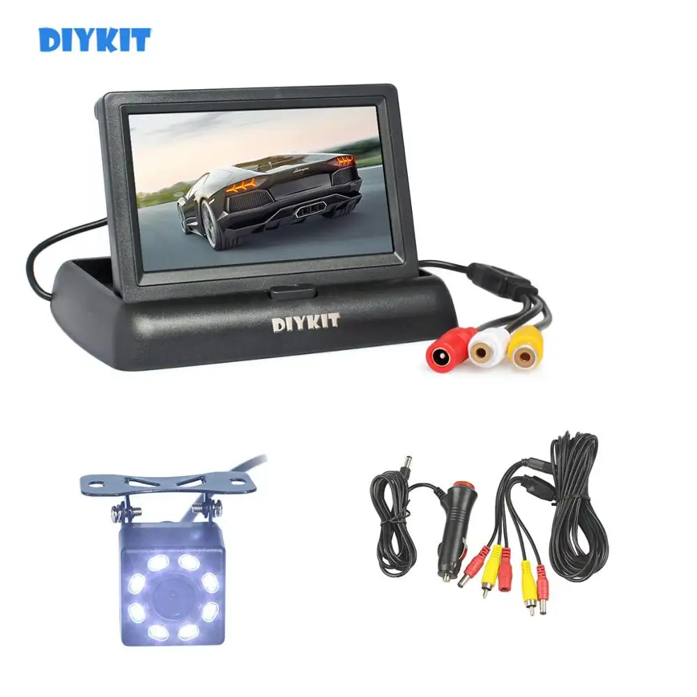 

DIYKIT 4.3" Backup Car Monitor LCD Display Reversing Car Camera 8 x LED Color Night Vision Rear View Camera Kit Security