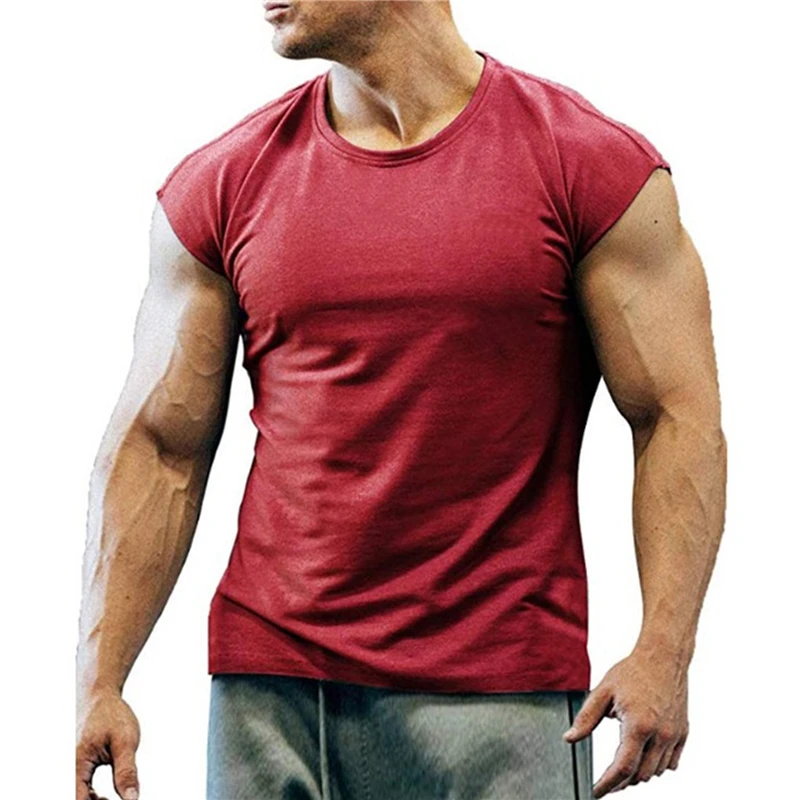 

Men Sumemr Casual T Shirt Solid Color O Neck Male Fashion Top Boyfriend Gift Fitness Short Sleeve T Shirt