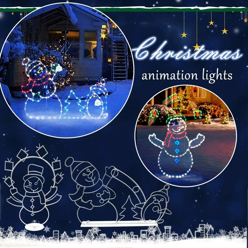 

Decorative Frame Christmas Fun Light String Frame Snowball Fight Animation Luminous Frame Outdoor Garden Decoration Frame Sign