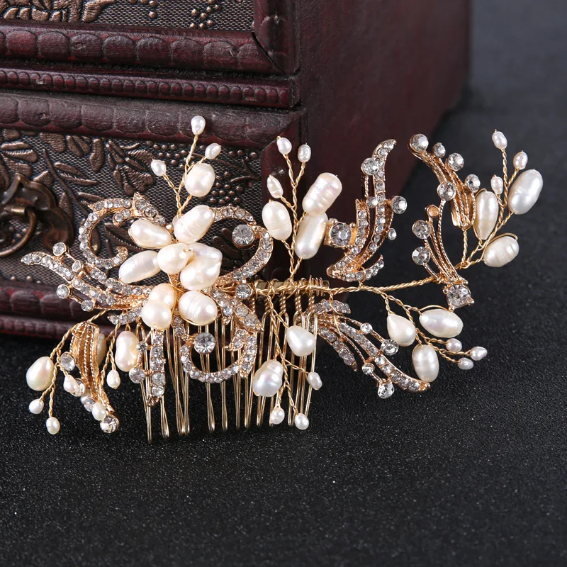 

Jewelry Handmade Rhinestones Crystals PearlsWedding Hair Comb Headpiece Hair AccessoriesBridesmaids Bridal