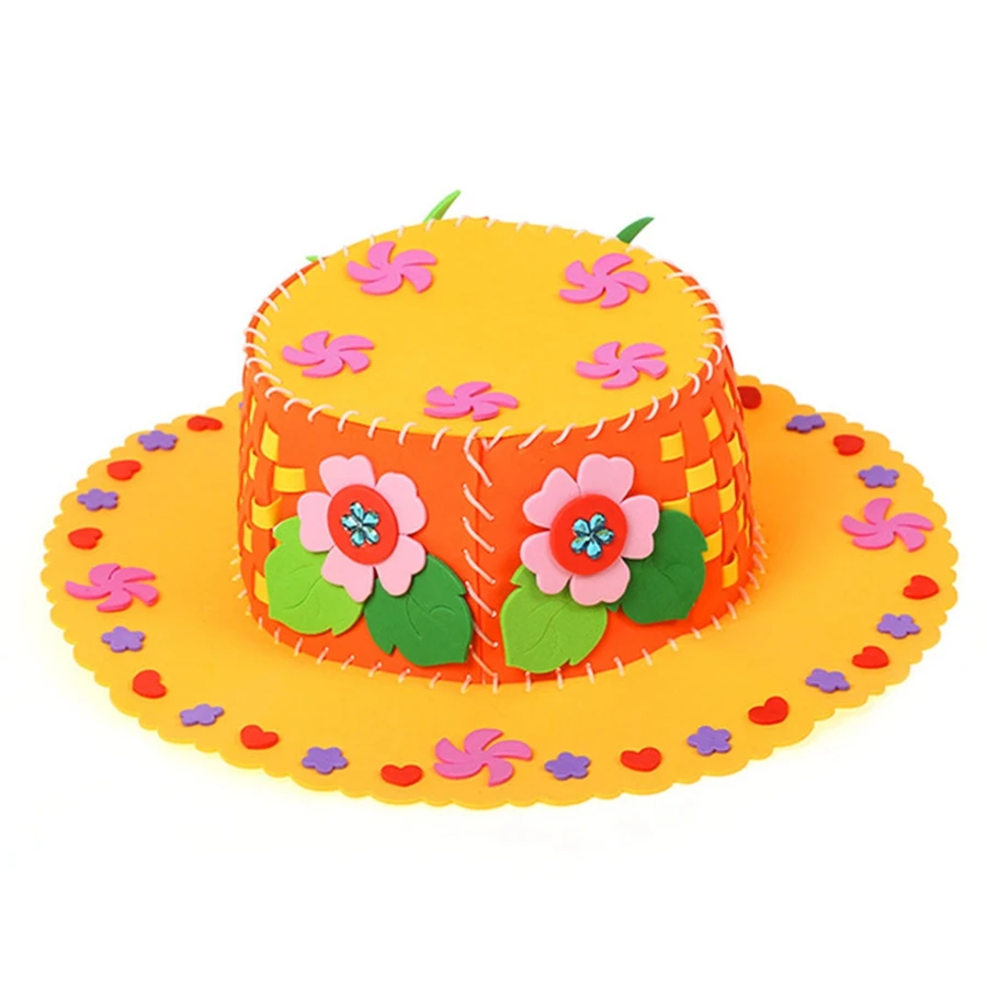 

5Pcs Hand-Made Hat Children DIY Handmade Hat Enviromental-Friendly Handmade Craft Gifts Kits DIY Hat Craft Toy
