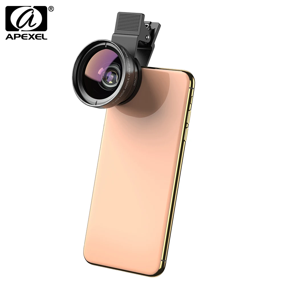 

APEXEL Phone Lenses 0.45x Wide Angle & 12.5x Macro Lens 2 in 1 HD Smartphone Lens for iPhone 7 8 plus Samsung Xiaomi APL-0.45WM
