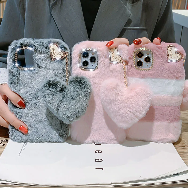 For Samsung S20 FE S21 Plus S30 Ultra Note 20 A02S A21S A30S A50 A70 A51 A71 A12 A32 A42 A52 A72 Luxury Plush Fur Silicone Case