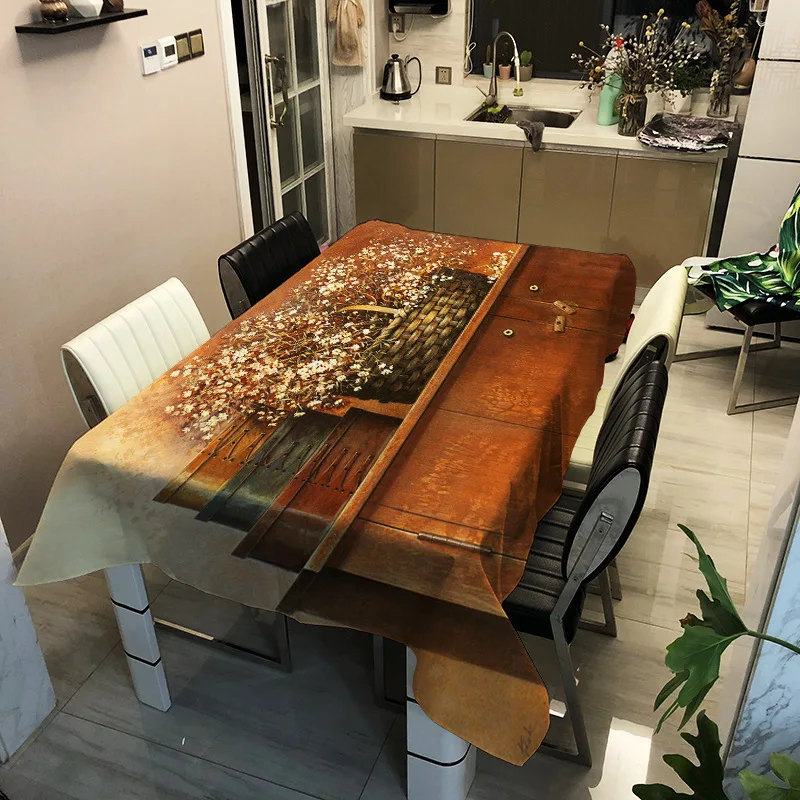 

PVC household decorative plant pattern printing washable tablecloth