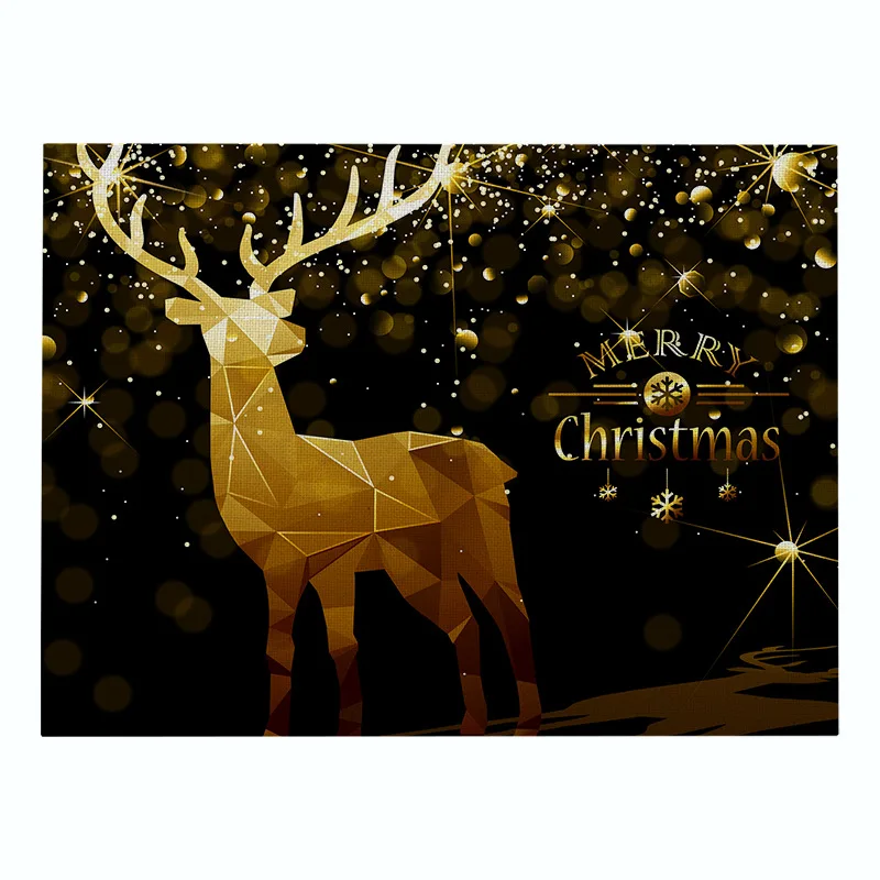 

Christmas Black Gold Series Restaurant Cotton and Linen Placemat Simple Style Kitchen Table Mat Wholesale Bowl Chopsticks