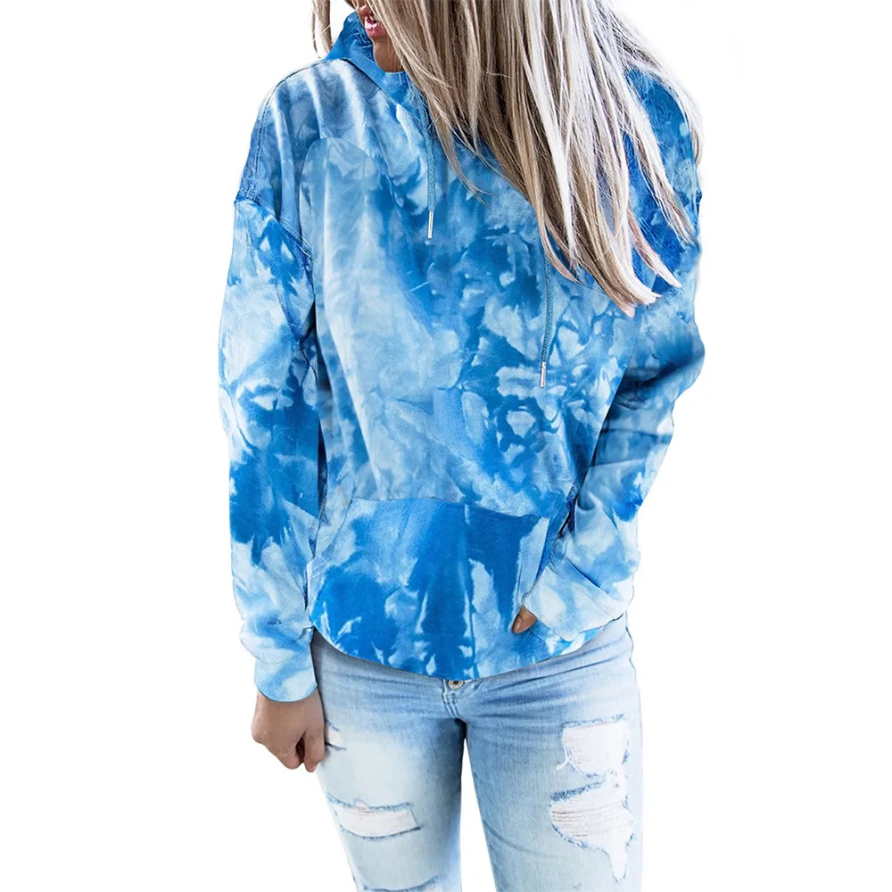 

long sleeve hoodie clothes sweatshirt streetwear tops Women Long-sleeved casual ladie sleeve tie-dye loose hooded fleece
