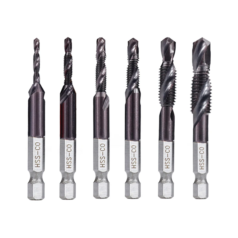 

6pcs M3-M10 Combination Drill Tap Bit Set HSS Industrial TiALN Coated Deburr Countersink Drill Bits Tool Set
