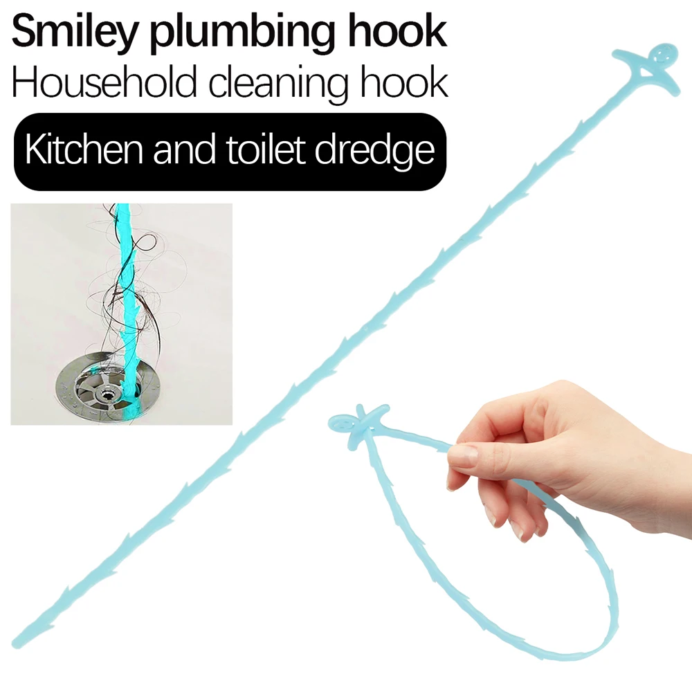 

Drain Snake Clog Hair Removal Cleaning Tool Smiling Face Kitchen Drain Auger Clog Remover for Sink, Tube Drain Cleaning