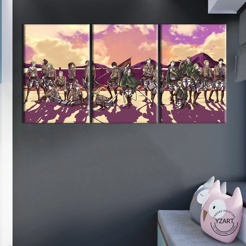 

3 дизайна японского аниме атака на Титанов Эрена Леви персонаж картина маслом холст аниме искусство стен