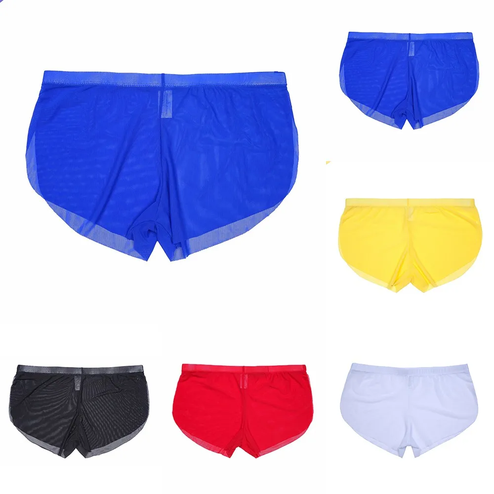 

Men Sexy Seamless Underwear Transparent Boxershorts Breathable Men Brief Ultra-thin Mesh Pant Mens Ice Silk Panties Causal Short