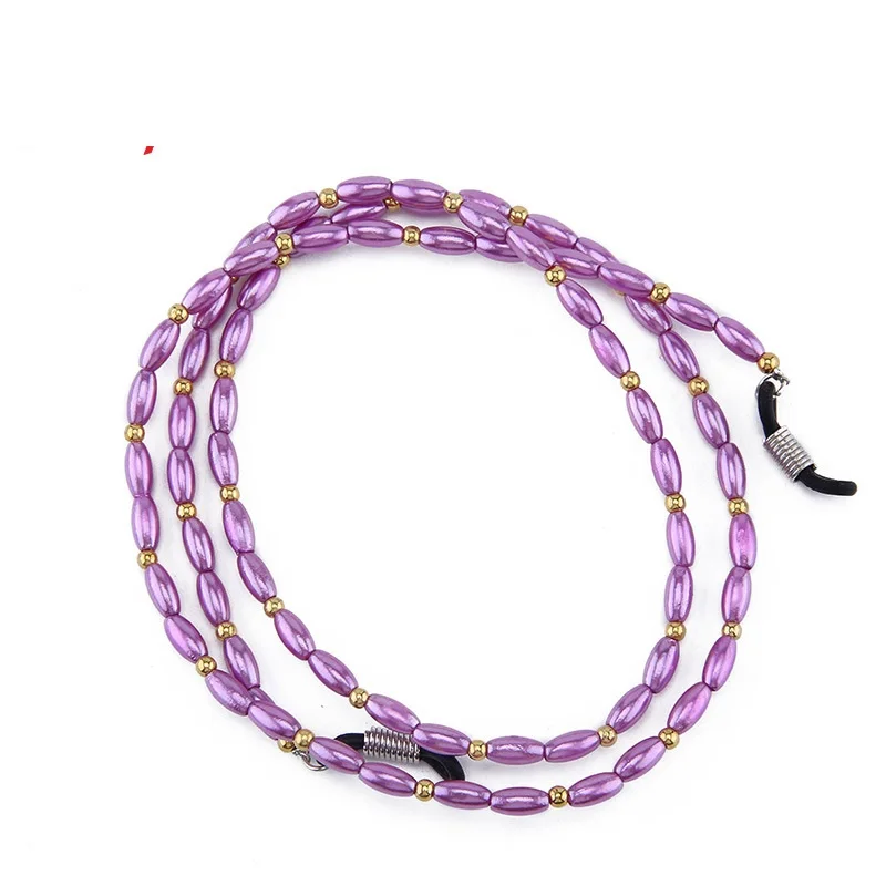 Purple Модная цепочка для очков для чтения для женщин, женские солнцезащитные очки, повседневные цветные имитация жемчуга, канат для очков для женщин - Цвет: Purple