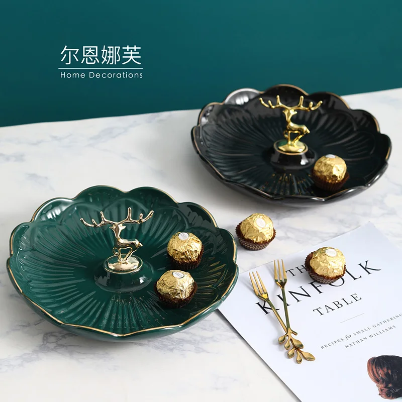 

Lotus керамическое блюдо для фруктов домашний Современный Креативный чайный столик для гостиной, закуска, коробка для конфет, нордическое блю...