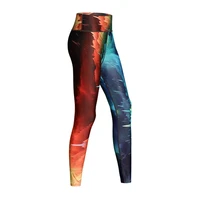 yoga women sports pants high elasticity waist fitness gym stretchy leggings printing abstract pattern tummy control stretch