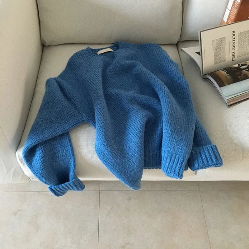 

South Korea sets new winter sweater female loose long-sleeved languid is lazy wind coat knitted backing