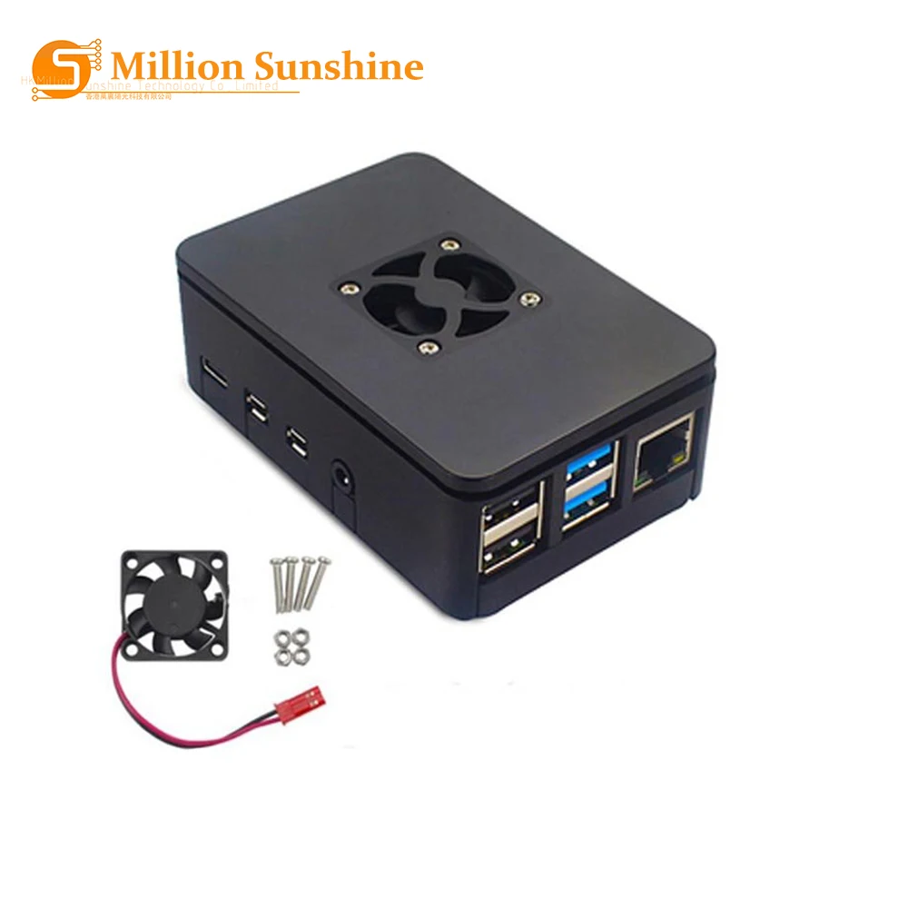 

Корпус для Raspberry Pi 4, Модель B, корпус из АБС-пластика, черный, с охлаждающим вентилятором, для Raspberry Pi 4B RPI157