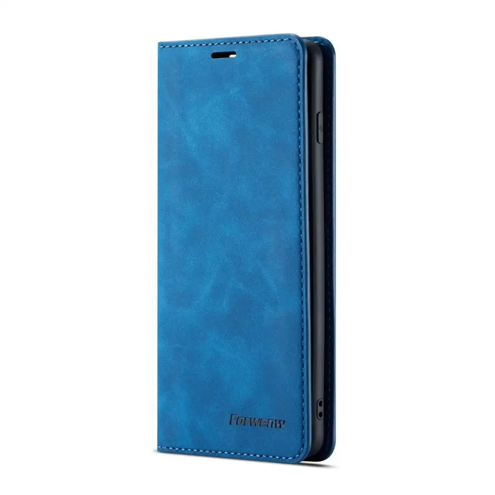 Кожаный чехол-книжка чехол для samsung Galaxy Note 9, 10 лет, S10 S9 S8 плюс S7 край A90 A80 A70 A50 A40 A30 A20 A20E A10 Магнитный чехол-кошелек - Цвет: Синий