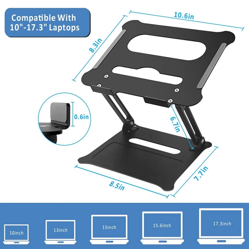 

Laptop Mount Adjustable and Portable Laptop Holder Aluminum Notebook Computer Support with Heat-Vent for Desk