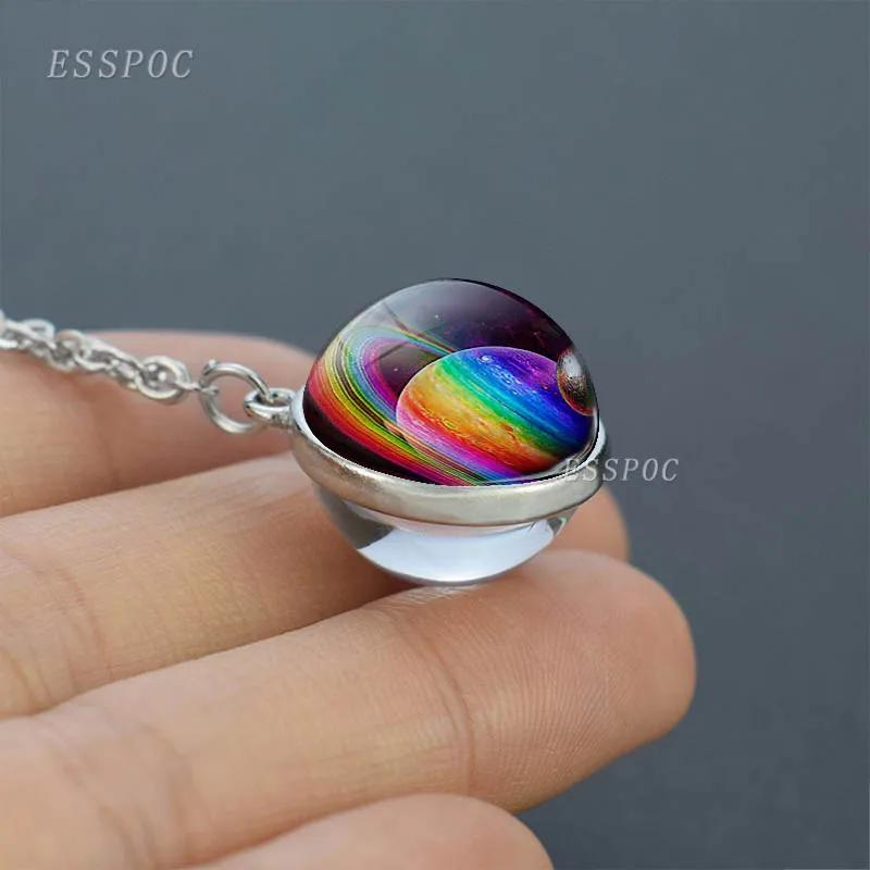 Ожерелье с изображением планеты Галактики солнечной системы двухстороннее