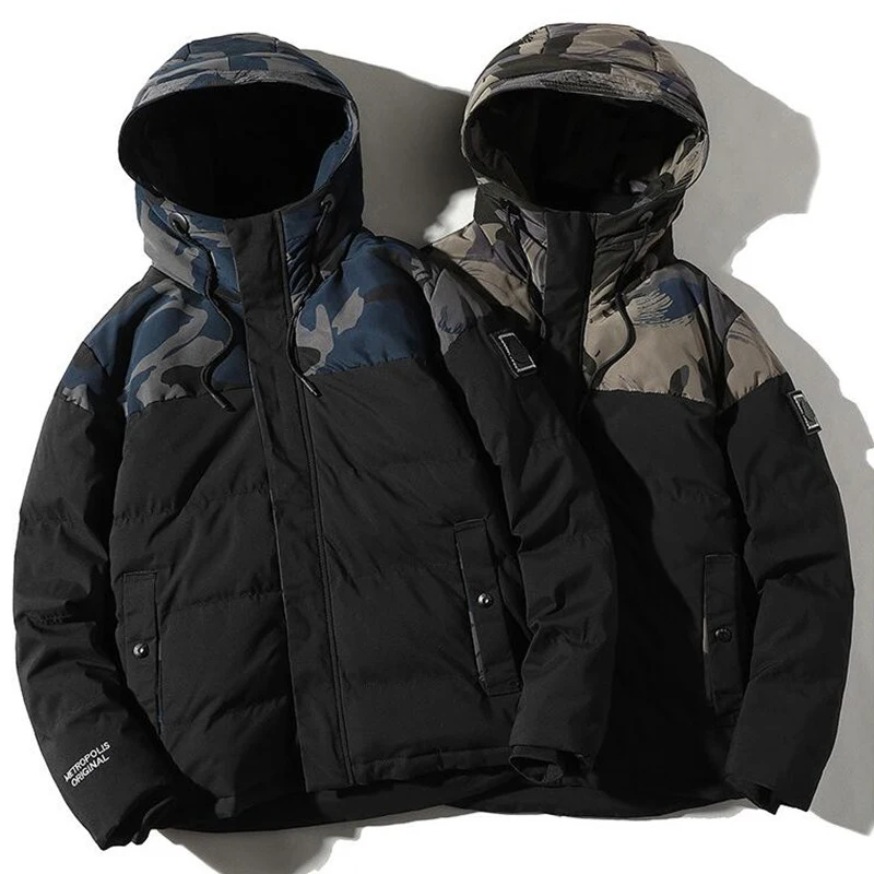Зимняя толстая камуфляжная парка мужская модная ветровка с капюшоном куртка