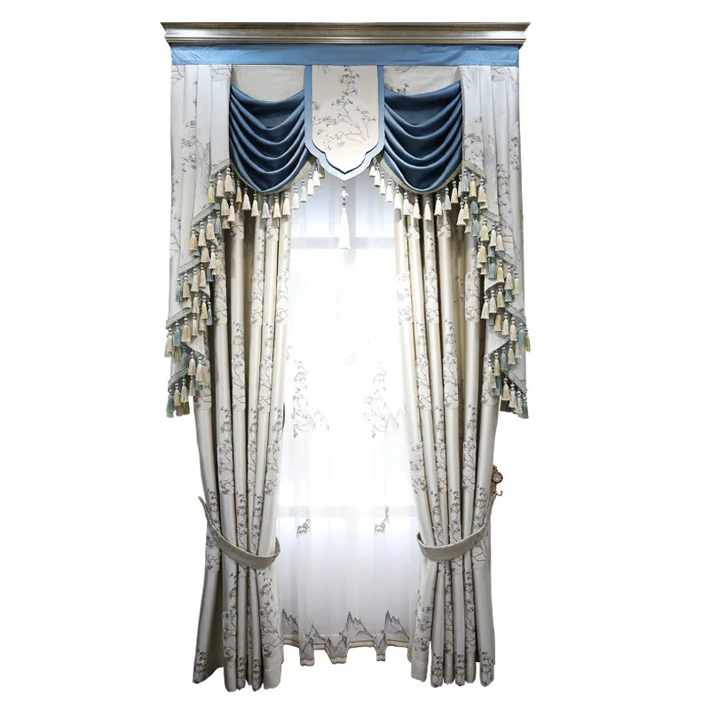 

Luxury High-end Embossed Jacquard Curtain Fabric Curtains for Living Dining Room Bedroom