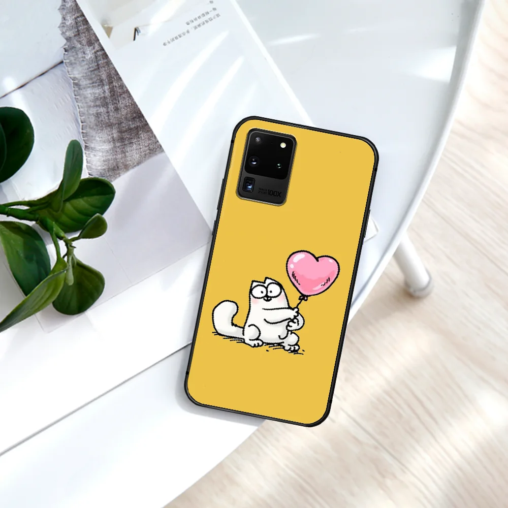 

Cartoon Cute Simons Cat Phone Case For Samsung Galaxy Note S 8 9 10 20 Plus E Lite Uitra black Etui Tpu Funda Luxury Cell Trend