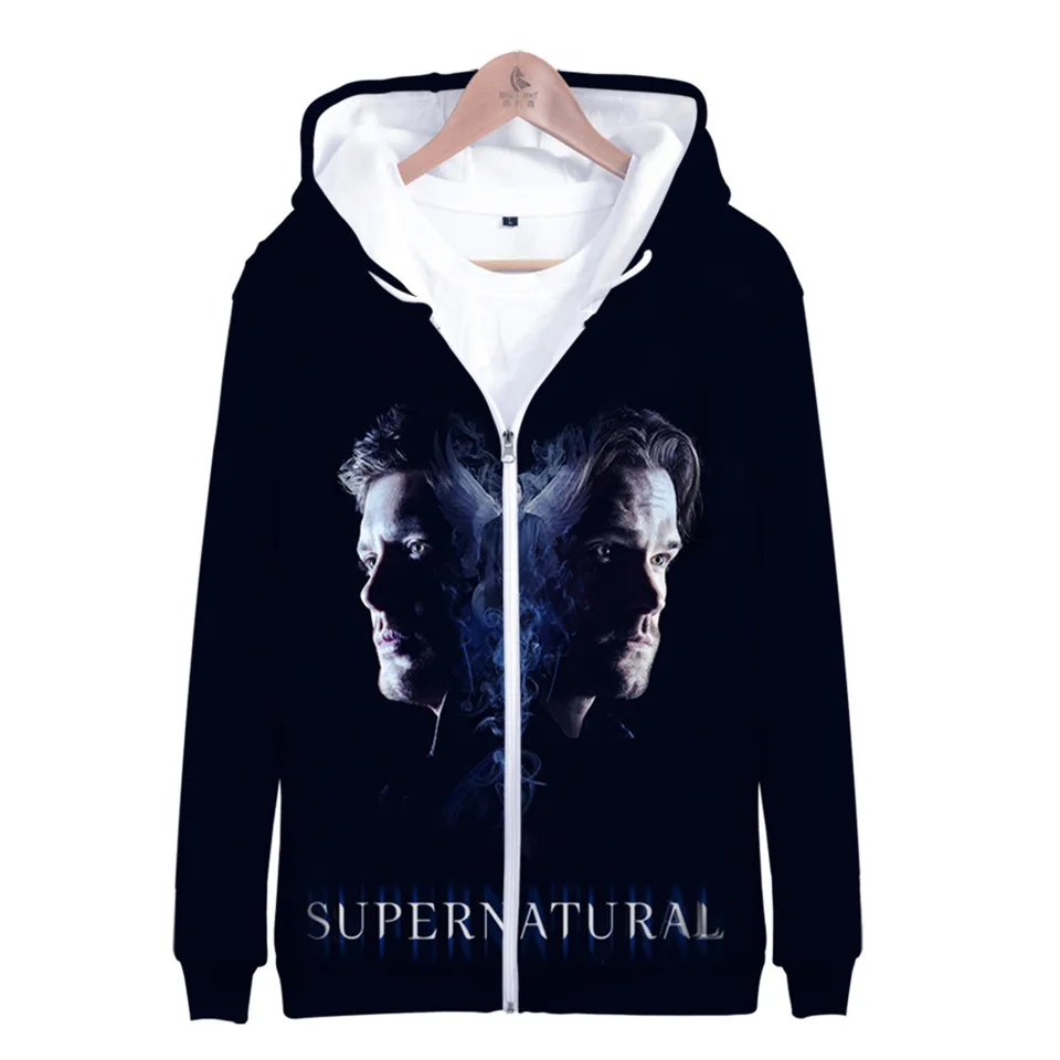 

3D print TV Supernatural SPN ed Hoodies Boys Girls Fashion Harajuku Zipper Hoodie Sweatshirt Streetwear Coat Brand Jacket