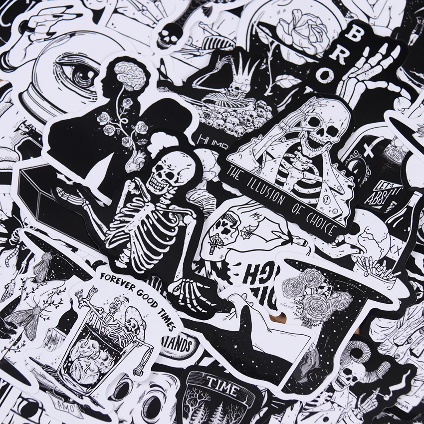 Pegatinas de viento g&oacute;tico de Horror y Thriller para ni&ntilde;os, pegatinas de grafiti para monopat&iacute;n, equipaje, motocicleta, port&aacute;til, guitarra, pegatina de juguete, 50 Uds.-1