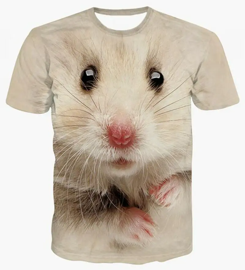 Мужские футболки с 3D-принтом хомяка в виде бычьей свинки женская и детская