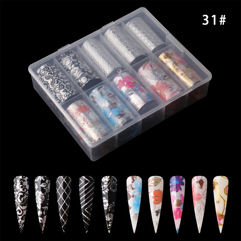 

4cmx50cm 1 box nail roll multicolor butterfly totem series designer nail tin foil nail decoration