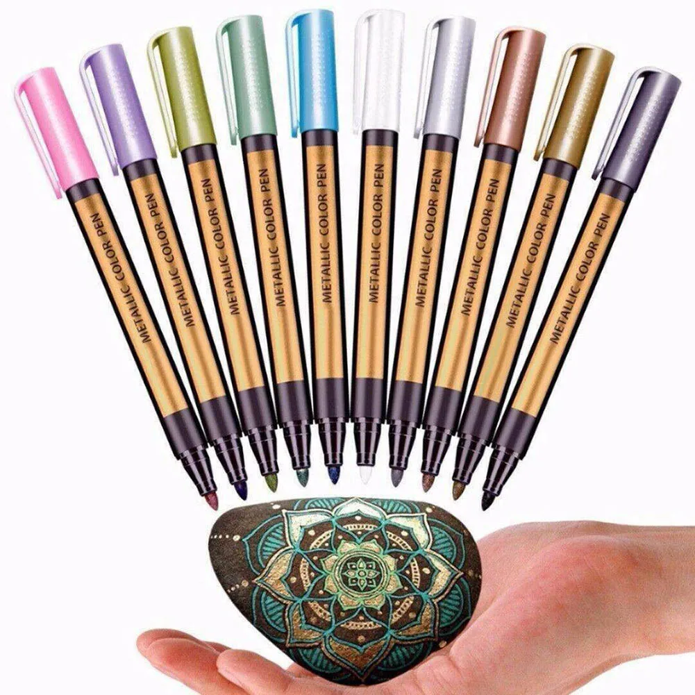 

10 Colors/set Marker Paint Pens Water-based Waterproof Non-fading Markers for Wood Metal Black Cards Rock Writing Painting UY8