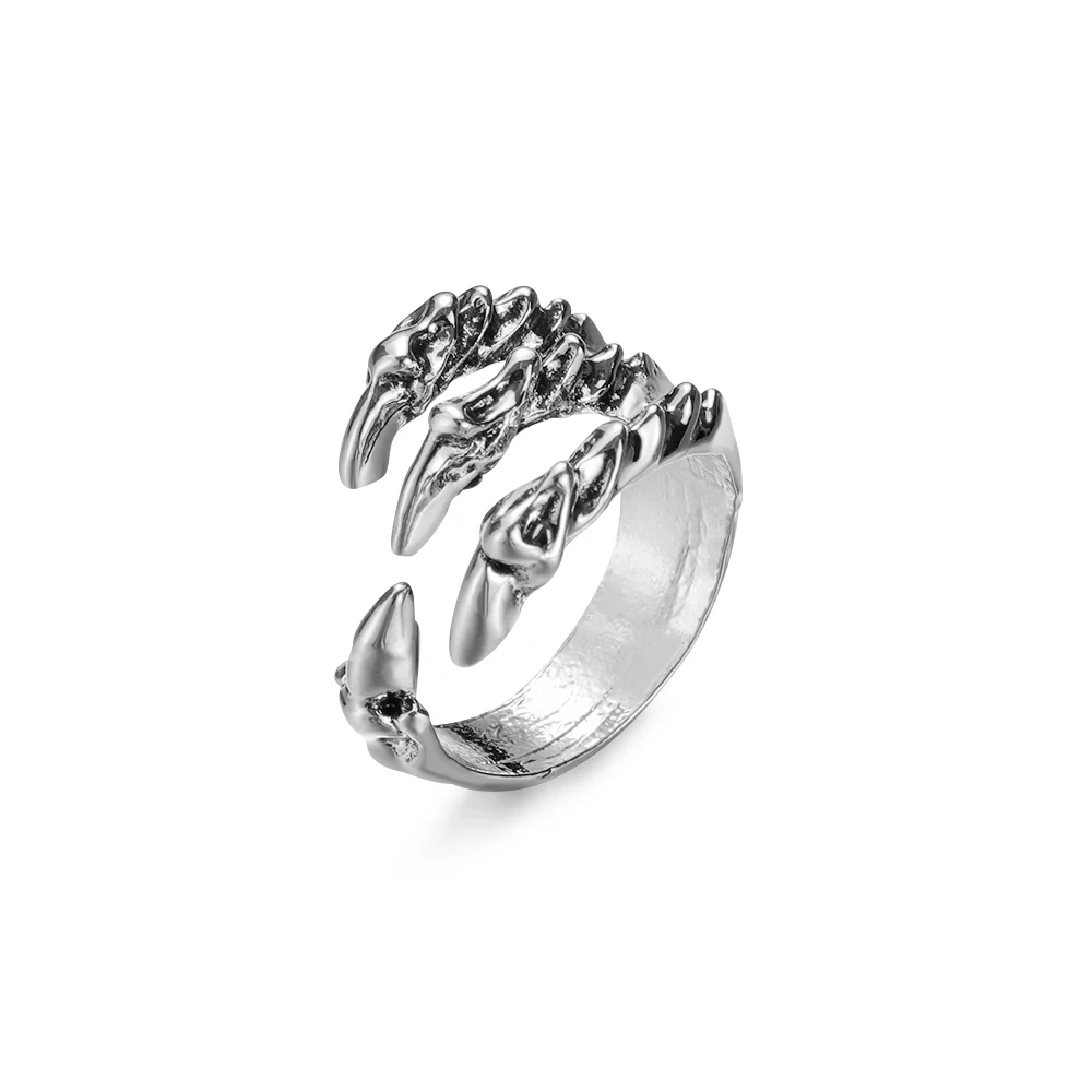 2019 New Mystery Jewelry Gothic Punk Antique Eagle Claw Ring Fashion Men's Opening Talon Rings Silver Adjustable Men | Украшения и
