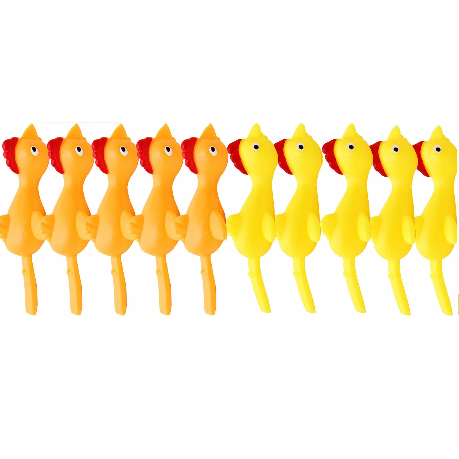 

4 PCS Creative Ejection Chicken Toy Light Rubber Finger Prank Flying Chicken Shape Stretchy Slingshot Finger Fling Joke Toys#40