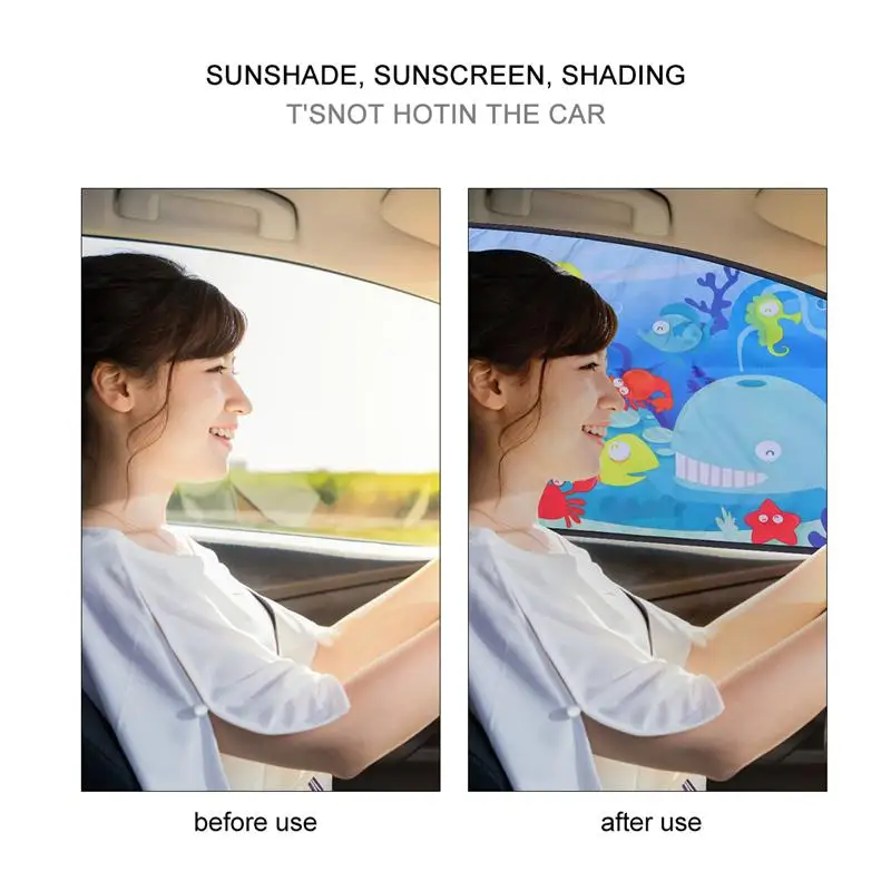 

Kids Underwater World Car Curtain Cartoon Window Sunshade Summer Car Window Shade Sun Visor (Passenger Seat)