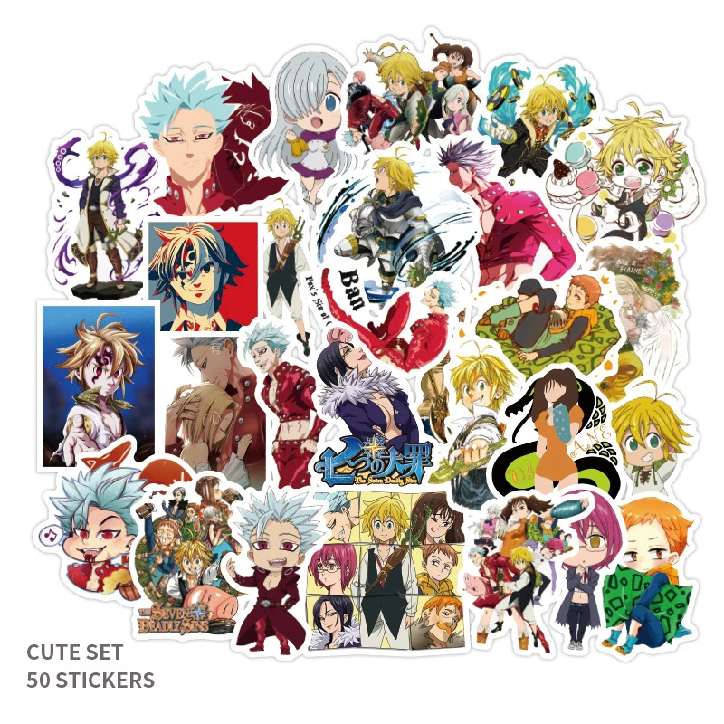 

10/30/50PCS Seven Deadly Sins Anime Stickers Laptop Water Bottle Skateboard Bike Waterproof Graffiti Decal Sticker Packs Kid Toy