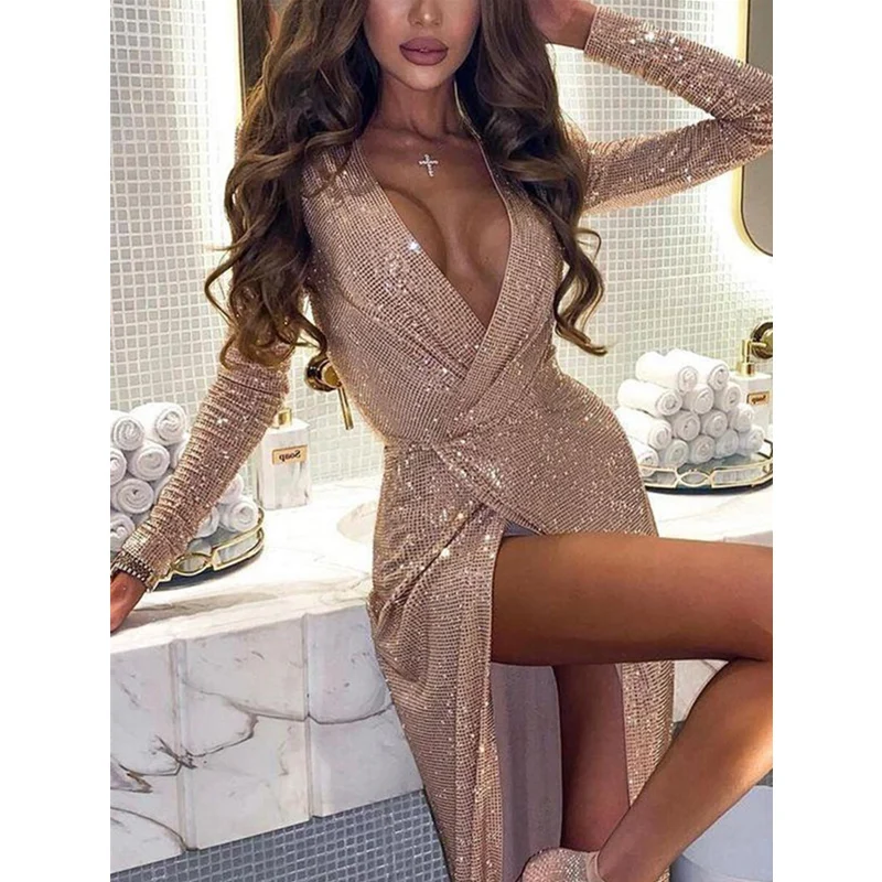 Женское сексуальное вечернее платье WEPBEL с блестками элегантное женское длинным
